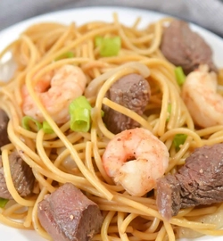 Steak and shrimp stir fry with noodles recipes - 30minute meals